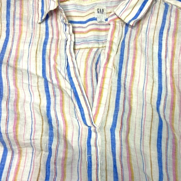 GAP- Woman's, Medium Boyfriend Stripe Popover Linen Tunic - Picture 2 of 8